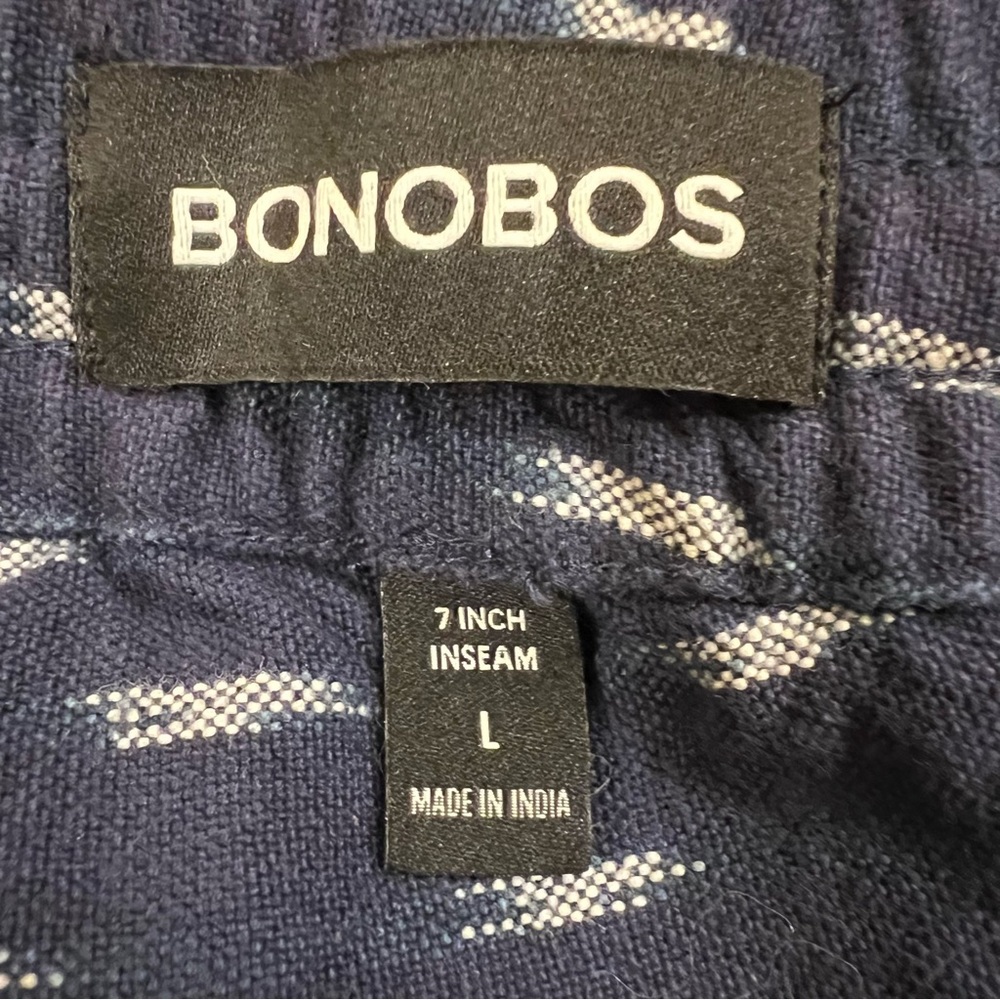 BONOBOS Drawstring Club Shorts Men’s Navy and White Ikat Print Large. - Picture 7 of 9